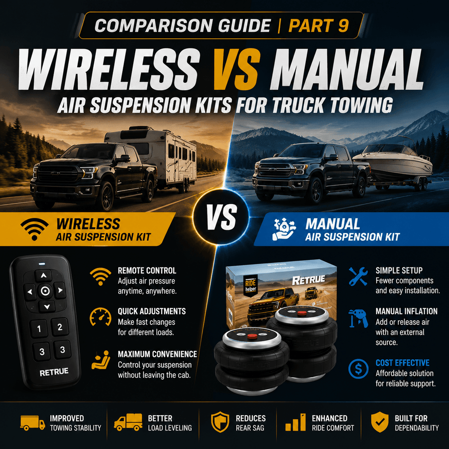 Truck Air Suspension Comparison Guide | Part 9: Wireless vs Manual Air Suspension Kits for Truck Towing - RETRUE
