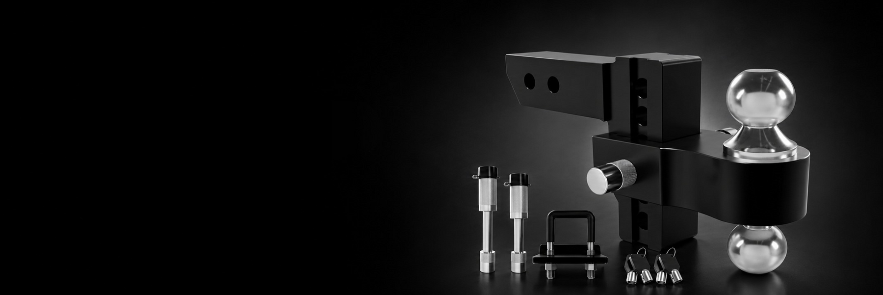 RETRUE adjustable trailer hitch ball mount with dual hitch balls, hitch pins, and anti-rattle components for heavy-duty towing, RV trailers, utility trailers, and truck towing applications