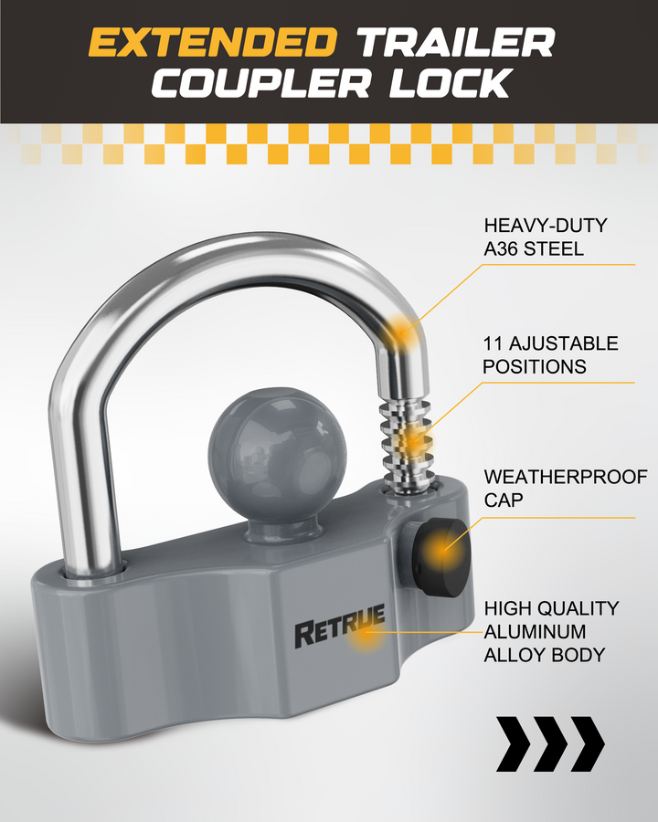 Detail display diagram of the RETRUE heavy-duty universal widened coupler lock.
